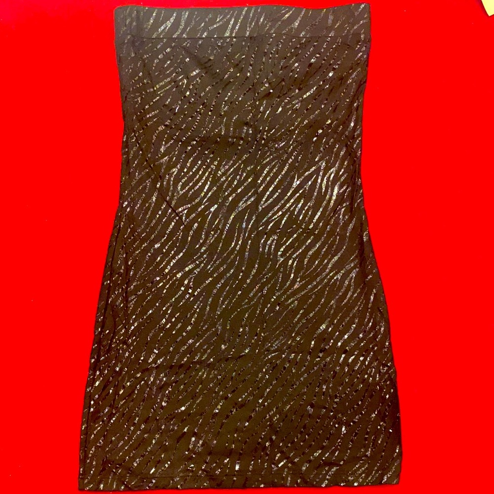 Nwt Raw Honey black shiny strapless shirt dress size xs